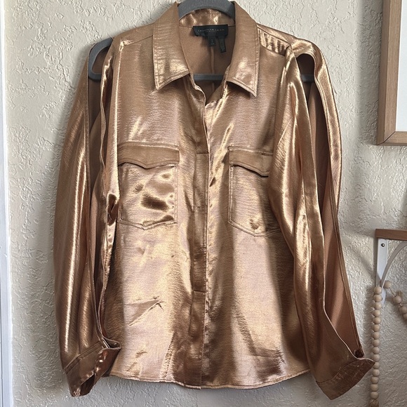 Donna Karan Tops - Donna Karan Gold Metallic  Blouse